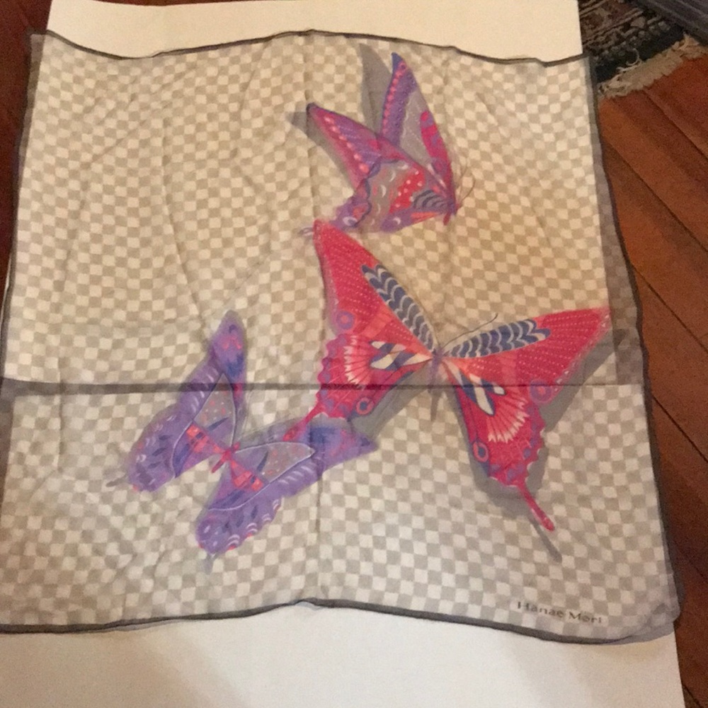 Hanae Mori silk Butterfly scarf